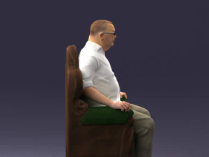 old man sitting 0269 3D Model