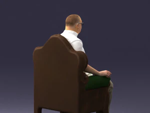 old man sitting 0269 3D Model