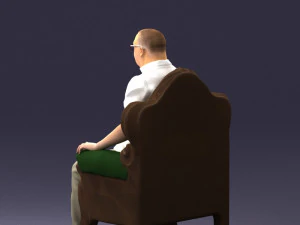 old man sitting 0269 3D Model