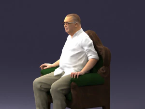 old man sitting 0269 3D Model