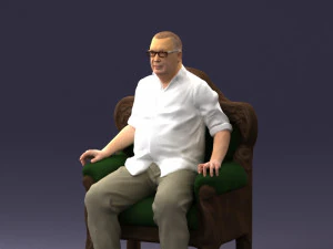 old man sitting 0269 3D Model