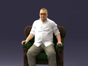 old man sitting 0269 3D Model