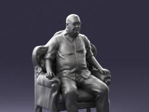old man sitting 0269 3D Model