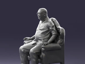 old man sitting 0269 3D Model