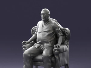 old man sitting 0269 3D Model