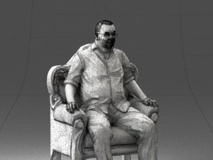 old man sitting 0269 3D Model