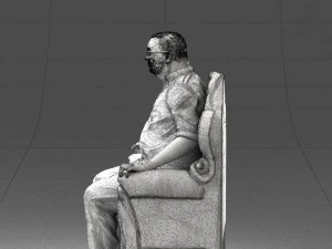 old man sitting 0269 3D Model