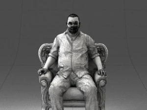 old man sitting 0269 3D Model