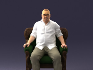old man sitting 0269 3d print ready Modelo de impresión 3D