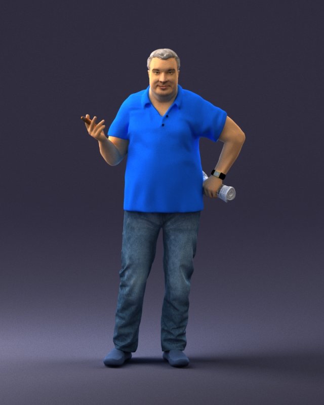 man in blue t-shirt 0271 3D Model .c4d .max .obj .3ds .fbx .stl .blend 