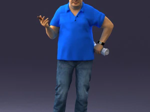 pria berkemeja biru 0271 Model 3D