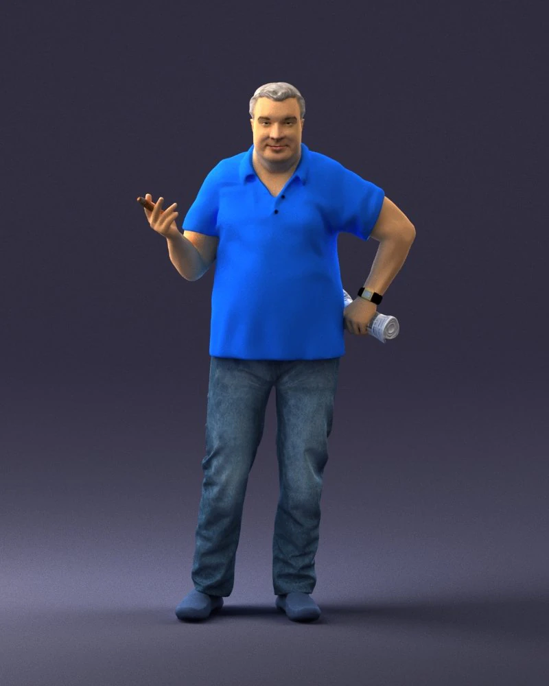 man in blue t-shirt 0271 3d print ready 3D Print Model .c4d .max .obj .3ds .fbx .stl .blend 