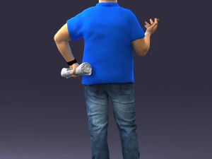 man in blue t-shirt 0271 3d print ready 3D Print Model