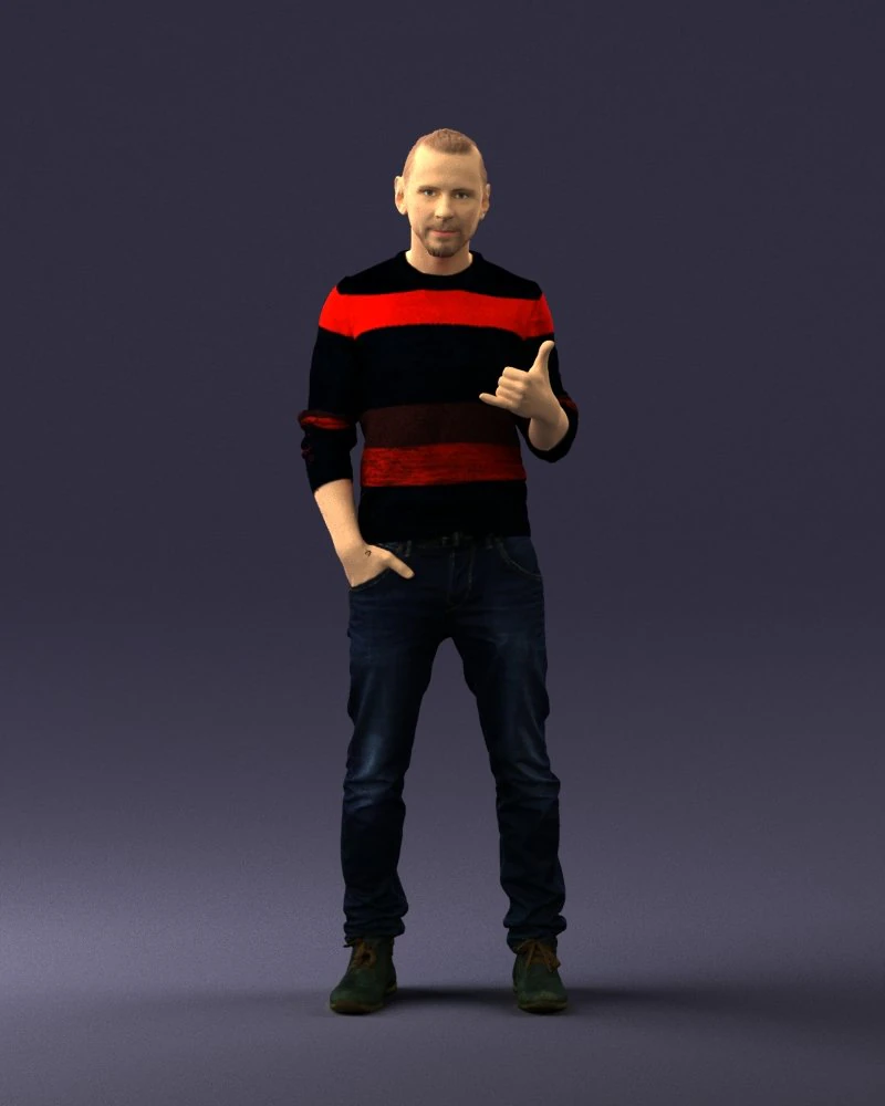 man in pose 0282 3d print ready 3D Print Model .c4d .max .obj .3ds .fbx .stl .blend 