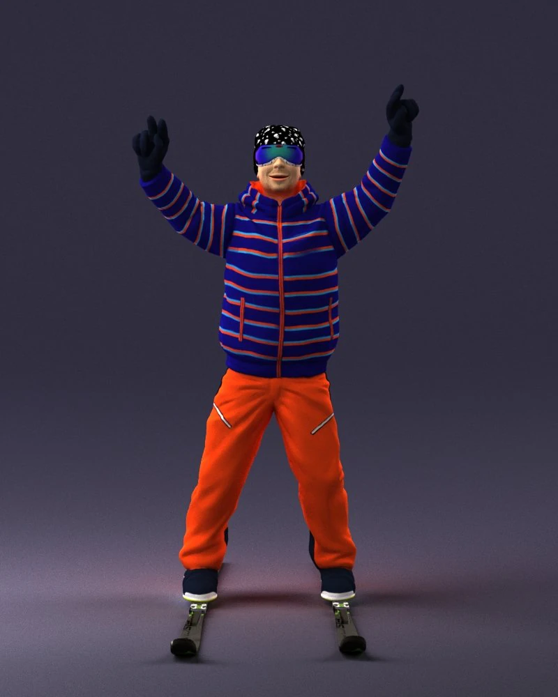 man skiing 0283 3D Model .c4d .max .obj .3ds .fbx .stl .blend 