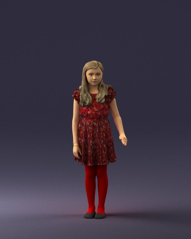 girl in red dress 0277 Modello 3D .c4d .max .obj .3ds .fbx .stl .blend 