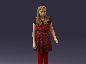 girl in red dress 0277 Modello 3D