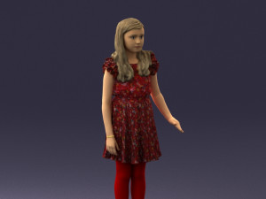 girl in red dress 0277 Modello 3D