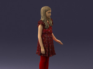 girl in red dress 0277 Modello 3D