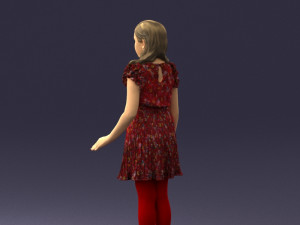 girl in red dress 0277 Modello 3D