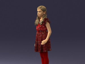 girl in red dress 0277 Modello 3D