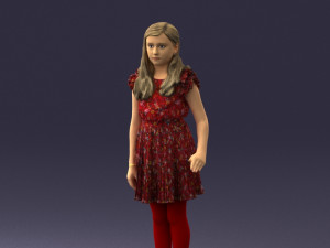 girl in red dress 0277 Modello 3D