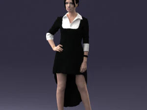000555 Elegant Woman in Stylish Dress Fashion Female Character 3D Model