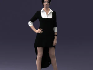 000555 Elegant Woman in Stylish Dress Fashion Female Character 3D Model