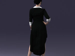 000555 Elegant Woman in Stylish Dress Fashion Female Character 3D Model