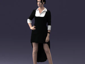 000555 Elegant Woman in Stylish Dress Fashion Female Character 3D Model