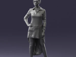 000555 Elegant Woman in Stylish Dress Fashion Female Character 3D Model