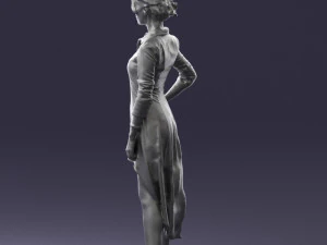 000555 Elegant Woman in Stylish Dress Fashion Female Character 3D Model