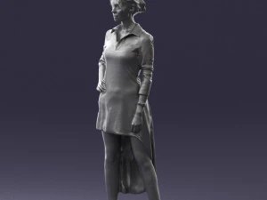000555 Elegant Woman in Stylish Dress Fashion Female Character 3D Model