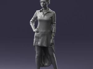 000555 Elegant Woman in Stylish Dress Fashion Female Character 3D Model