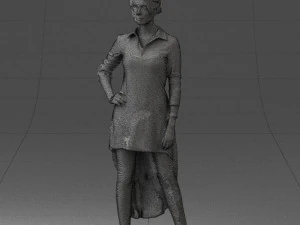 000555 Elegant Woman in Stylish Dress Fashion Female Character 3D Model