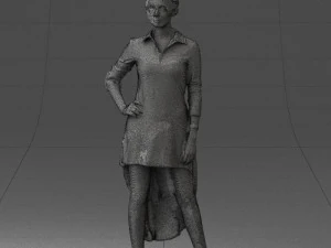 000555 Elegant Woman in Stylish Dress Fashion Female Character 3D Model