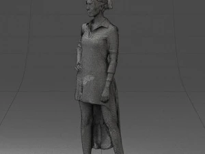 000555 Elegant Woman in Stylish Dress Fashion Female Character 3D Model