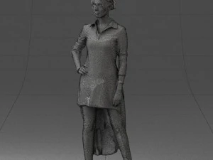 000555 Elegant Woman in Stylish Dress Fashion Female Character 3D Model
