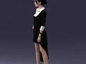 000555 Elegant Woman in Stylish Dress Fashion Female Character 3d print ready 3D Print Model
