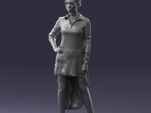 000555 Elegant Woman in Stylish Dress Fashion Female Character 3d print ready 3D Print Model