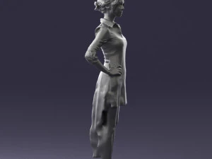 000555 Elegant Woman in Stylish Dress Fashion Female Character 3d print ready 3D Print Model