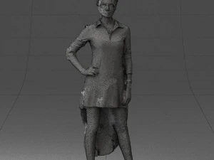 000555 Elegant Woman in Stylish Dress Fashion Female Character 3d print ready 3D Print Model
