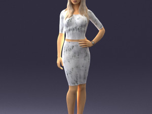 woman in white dress 0221 3D 모델