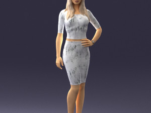 woman in white dress0221 3d print ready Modello di stampa 3D