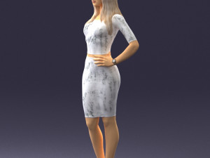 woman in white dress0221 3d print ready Modello di stampa 3D