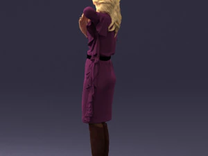 000558 Elegant Woman in Purple Dress Stylish Female Character 3D Model