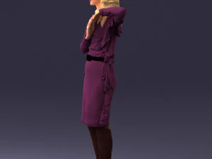000558 Elegant Woman in Purple Dress Stylish Female Character 3D Model