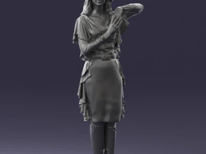 000558 Elegant Woman in Purple Dress Stylish Female Character 3D Model