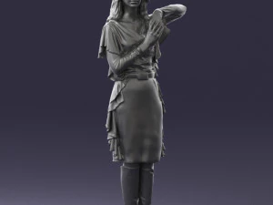 000558 Elegant Woman in Purple Dress Stylish Female Character 3D Model