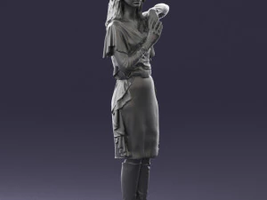 000558 Elegant Woman in Purple Dress Stylish Female Character 3D Model